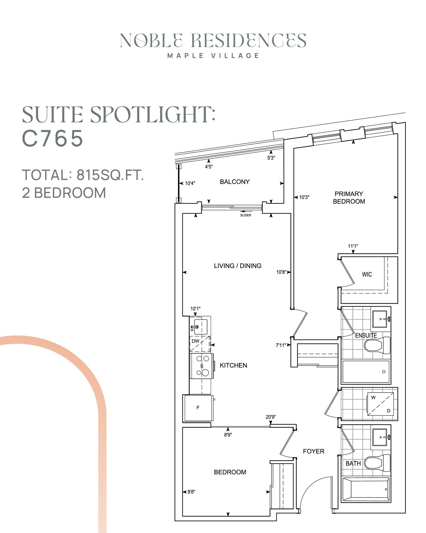 Suite Spotlight: C765

Explore the thoughtfully designed Suite C765, featured on floors 3, 4, and 5 at Noble Residences.

⭐️2 bedrooms
⭐️2 bathrooms
⭐️Open-concept kitchen
⭐️Total 881 sq.ft. of living space

Love this layout? Contact us at nobleresidences@trinitypoint.com or visit our presentation centre at 9929 Keele Street to secure your suite today. 

#NobleResidences #MapleRealEstate #BoutiqueCondos