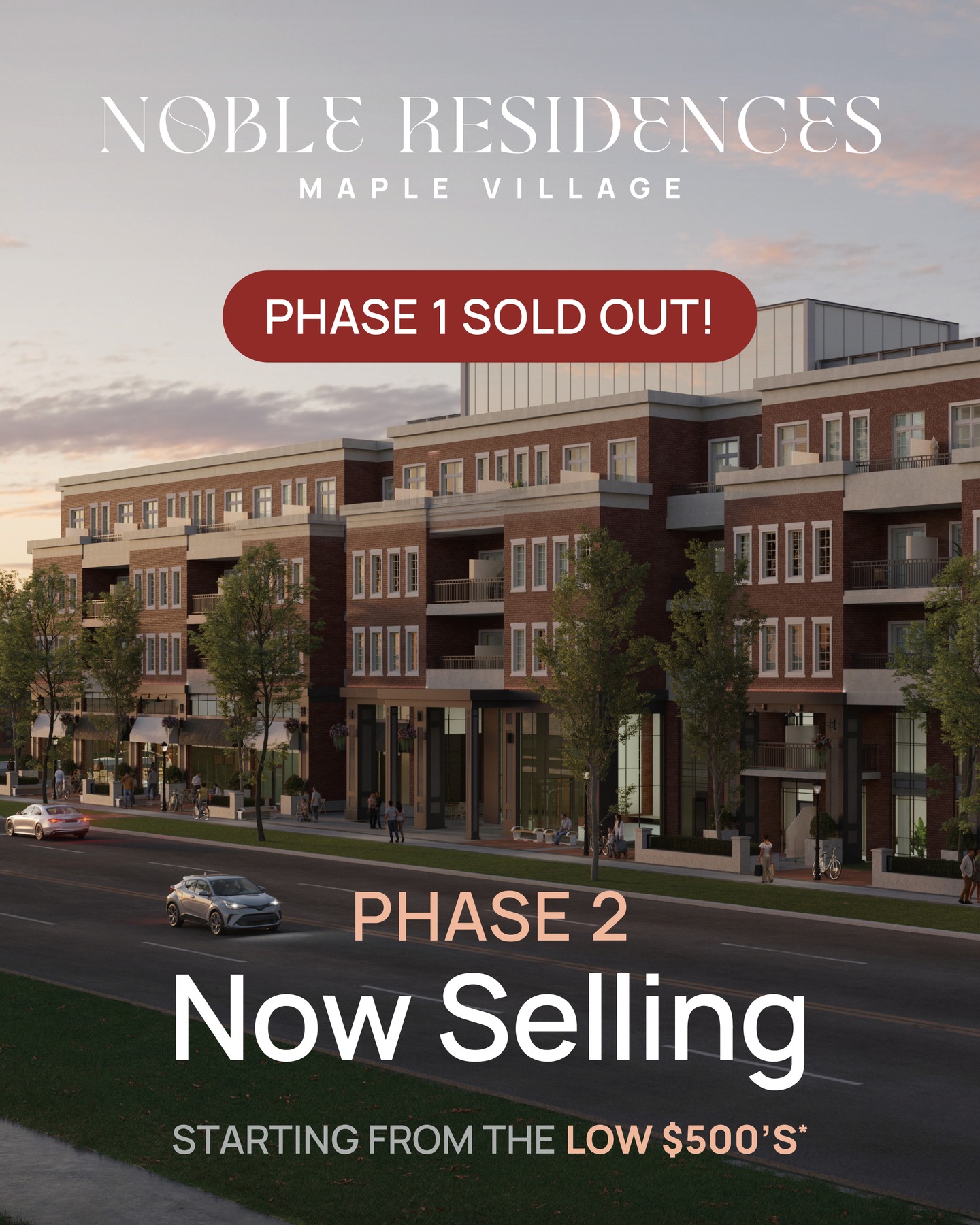 Phase 1 is SOLD OUT and Phase 2 is NOW SELLING at Noble Residences! 

Take advantage of limited-time buyer perks:
✔ Up to 30 months mortgage-FREE living
✔ FREE parking & locker
✔ FREE maintenance for 1 year
✔ $5,000 in décor upgrades

Suites start from the low $500’s

Speak to a sales representative for more details.
nobleresidences@trinitypoint.com

#SecondRelease #NobleResidences #MapleLiving #Condominiums